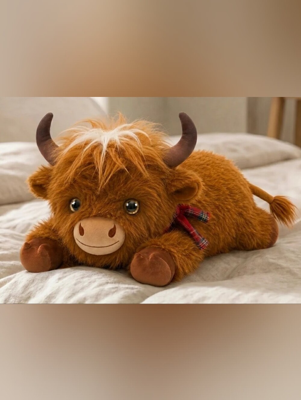 Plushie Highland Cow Comfort Weighted Pillow With Warming Pack  - Brown